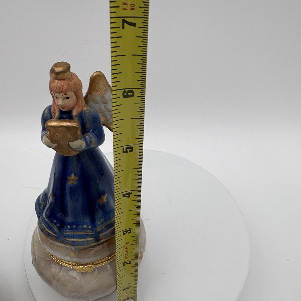 Set Of 4 Angel Trinket Box‎ with Instrument and Stars Hinged 6" Tall Vintage - Picture 15 of 15